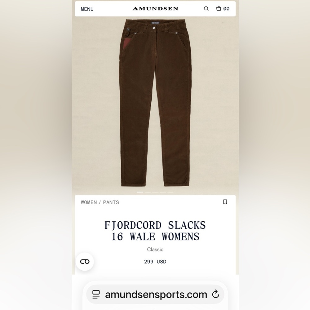 Amundsen FJORDCORD SLACKS 16 WALE WOMENS